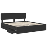 Bed Frame with Drawer Black 200 x 200 cm Engineered Wood 3412151