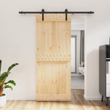 Sliding Door with Hardware Set 85x210 cm Solid Wood Pine 3202973