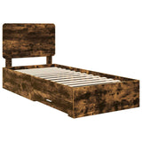 Bed Frame with Headboard Smoked Oak 90 x 190 cm Engineered Wood 3412841