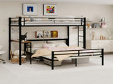 Sturdy Metal Bunk Bed with Wooden Desk Space-Saving Design for Bedroom, Home Office, or Dorm W3987P506944