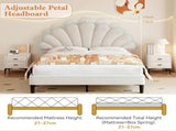 4ft6 Double Upholstered Velvet Bed, with Adjustable Chic Petal Headboard, Velvet Platform Bed N652P169590