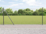 Fence Post with Concrete Base 13 pcs Grey Powder-Coated Steel 42004313