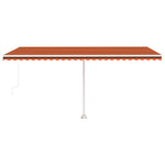 ZNTS Manual Retractable Awning with LED 500x300 cm Orange and Brown 3069585