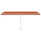 ZNTS Manual Retractable Awning with LED 500x300 cm Orange and Brown 3069585