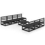 ZNTS 8 Piece Garden Lounge Set Black Solid Pinewood 3075353