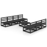 ZNTS 8 Piece Garden Lounge Set Black Solid Pinewood 3075353