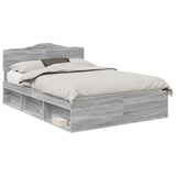 Bed Frame Grey Sonoma 140 x 190 cm Solid Pine Wood 3412903