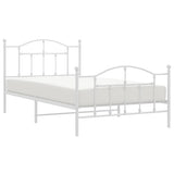 Metal Bed Frame without Mattress with Footboard White 100x200cm 353501