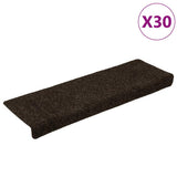 Stair Mats Self-adhesive 30 pcs 65x21x4 cm Dark Brown Rectangular Edge 3365697