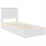 Storage Bed with Headboard White 90 x 190 cm Engineered Wood 3409587