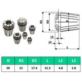ER20 Collets 13 pcs Turning Tool Set 146722