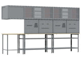 Work Cabinet Set with Shelf with Storage 10 pcs Red and Grey 3321517