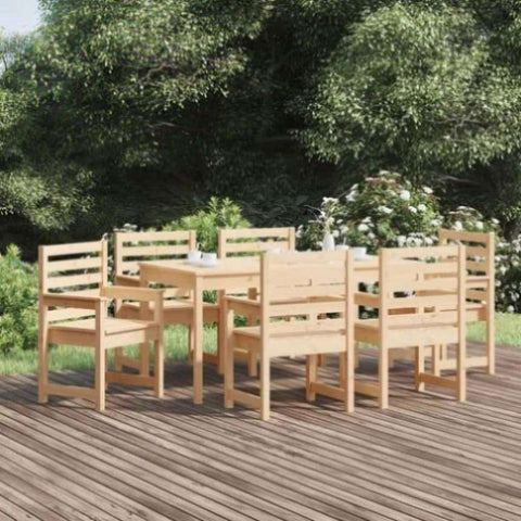7 Piece Garden Dining Set Solid Wood Pine 3154713
