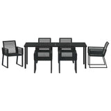 Garden Dining Set 7 pcs Black Powder-Coated Steel 3379315