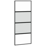 Sliding Door with Hardware Set Black 90x205 cm Tempered Glass 3375890