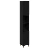 Bathroom Cabinet Black Oak 30 x 30 x 190 cm Engineered Wood 862881