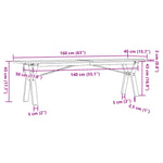 ZNTS Coffee Table Y-Frame 160x40x45 cm Solid Wood Pine and Steel 3282712