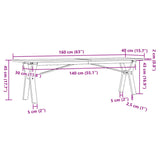 ZNTS Coffee Table Y-Frame 160x40x45 cm Solid Wood Pine and Steel 3282712