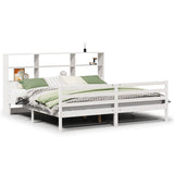 Bookcase Bed without Mattress White 180x200 cm Super King Solid Wood Pine 3322244