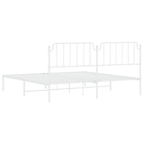 Metal Bed Frame without Mattress with Headboard White 200x200cm 373943