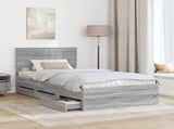 Bed Frame with Drawer Grey Sonoma 100 x 200 cm Engineer Wood 3410740