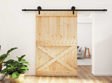 Sliding Door Natural and Black 100 x 210 cm Solid Pine Wood 3445169
