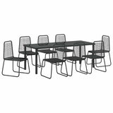 Garden Dining Set 9 pcs Black Powder-Coated Steel 3379393