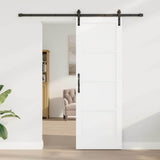 Sliding Door White and Black 73.5 x 211 cm Solid Pine Wood 3333189
