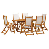 7 Piece Garden Dining Set Solid Wood Acacia and Textilene 3279295
