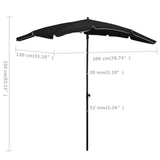 Garden Parasol Black Polyester 200 x 130 cm Collapsible 315557