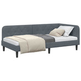 Corner Bed Frame with Headboard Dark Grey 100 x 200 cm Velvet 42016617