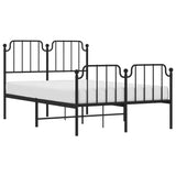 Metal Bed Frame without Mattress with Footboard Black 120x200cm 373903