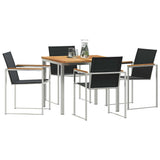 Garden Dining Set 5 pcs Solid Teak Wood and Stainless Steel 3334830