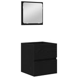 Bathroom Furniture Set with Drawer 2 pcs Black Oak and White 3393511
