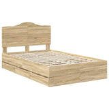 Bed Frame with Drawer Sonoma Oak 120 x 190 cm Engineer Wood 3413438