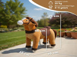 Ride On Horse, Plush Walking Horse Toy with Wheels and Saddle for Ages 3-5 Years Old, Brown T3398P422161