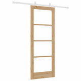 Sliding Door Natural 78 x 202 cm Solid Pine Wood and Glass 3332215