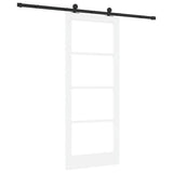 Sliding Door ORKDAL White 83 x 202 cm Solid Pine Wood and Glass 3332138