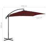 ZNTS Cantilever Garden Parasol with Steel Pole 250x250 cm Wine Red 312510