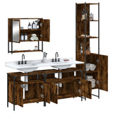 4 Piece Bathroom Furniture Set Smoked Oak Engineered Wood 3214687