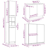 3 Piece Bathroom Cabinet Set White Engineered Wood 3115876
