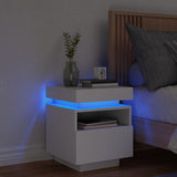 ZNTS Bedside Cabinet with LED Lights White 40x39x48.5 cm 836784