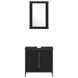 Bathroom Furniture Set with Shelf 4 pcs Black Engineered wood 3334425