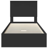 Storage Bed with Headboard Black 90 x 190 cm Engineered Wood 3411251