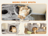 170 cm Large Cat Tree, Cat Tower with 7 Scratching Posts, 2 Condos, Hammock, Light Grey T3398P425281