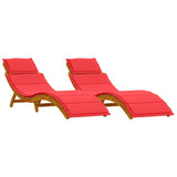 Sun lounger 2 pcs Red 184 x 55 x 64cm Solid Acacia wood 4107099