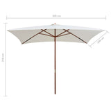 Garden Parasol 200x300 cm Wooden Pole Cream White 42960