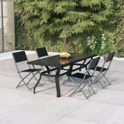 ZNTS 5 Piece Garden Dining Set Grey and Black 3102920