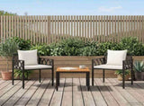 Outdoor Furniture Set 3 pcs Black and Cream White Poly Rattan 42025347