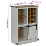 ZNTS Wine Cabinet HALDEN with Wine Racks and Sliding Door White Pine 4018446